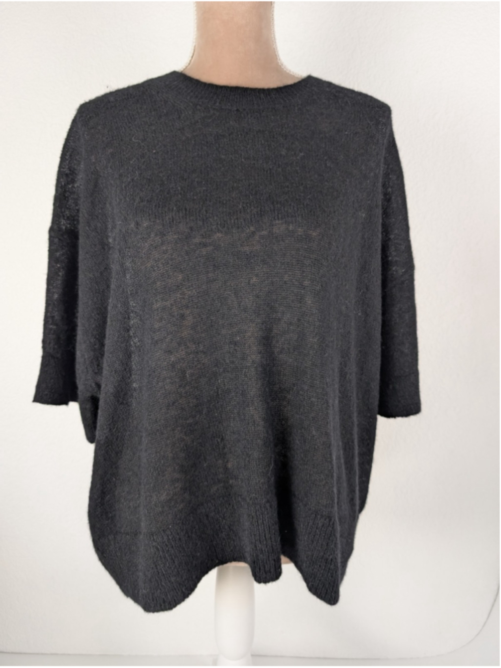 J.Crew Alpaca Blend Oversized Sweater Boxy Sz 2XL Black Minimalist Classic